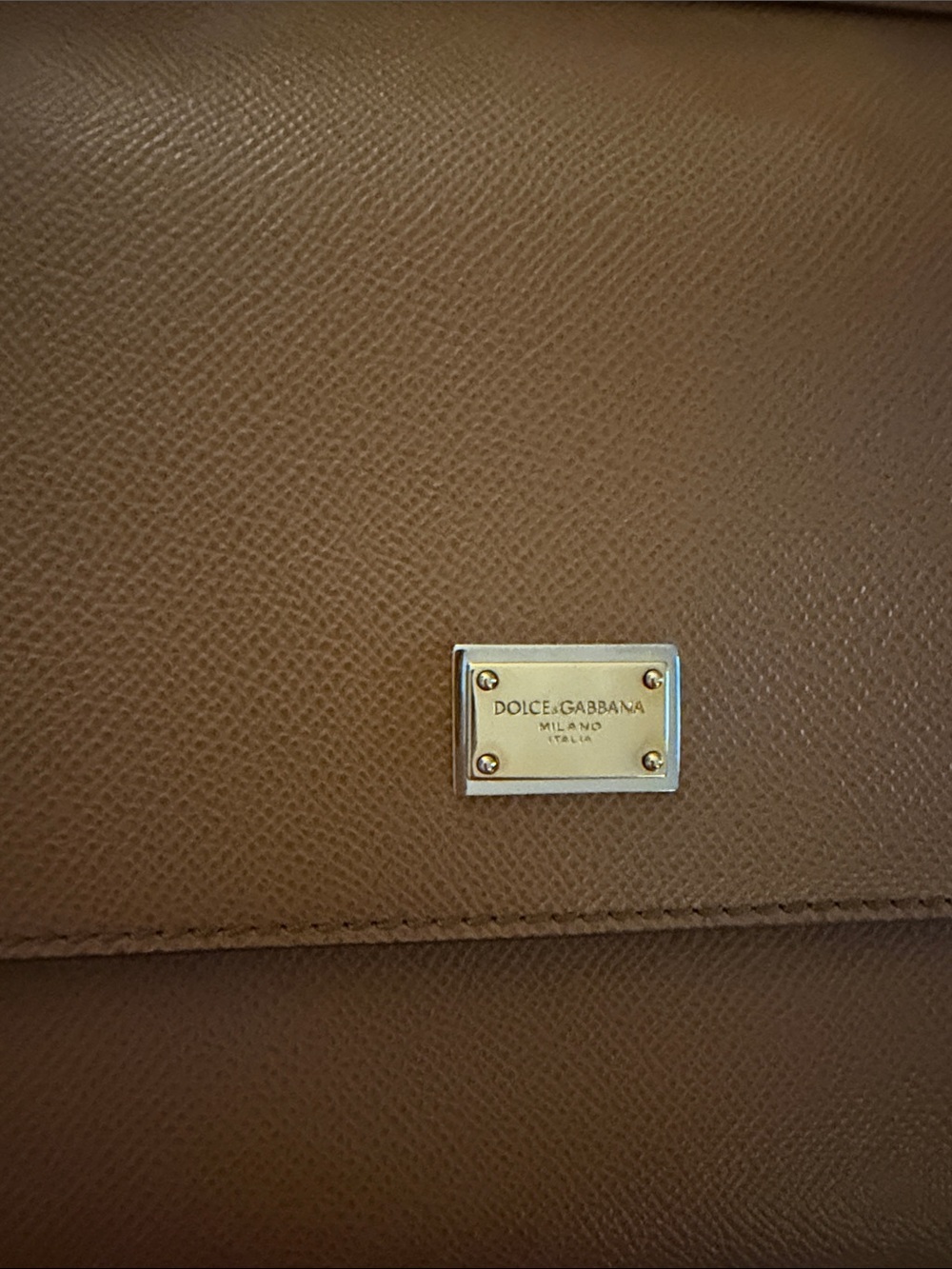 Dolce & Gabbana Brown Leather Top-Handle Bag with Gold Hardware - Picture 5 of 6
